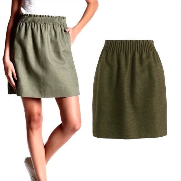 J. Crew Dresses & Skirts - J. Crew olive linen-cotton sidewalk skirt 10